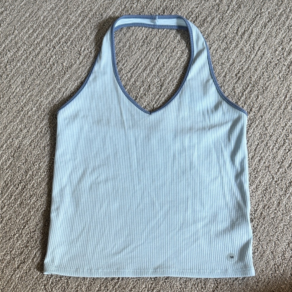 AEO Sky Blue Ribbed Crop Top